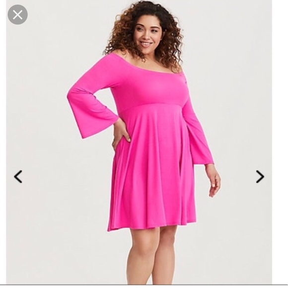 Torrid Hot Pink Off Shoulder Dress - Picture 4 of 6